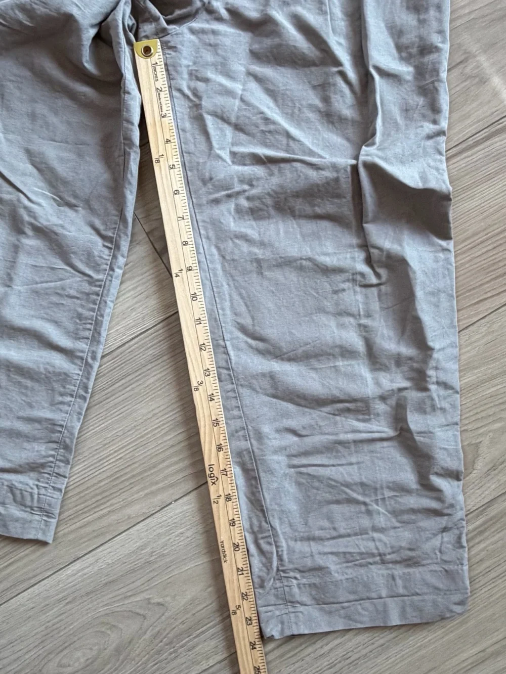 COS Womens Linen Cotton Blend Pleated High Rise Cropped Trousers Beige Sz 4